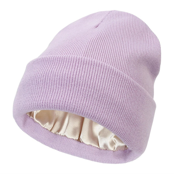Women's Wool Beanie Hat with Silk Lining