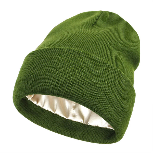 Women's Wool Beanie Hat with Silk Lining