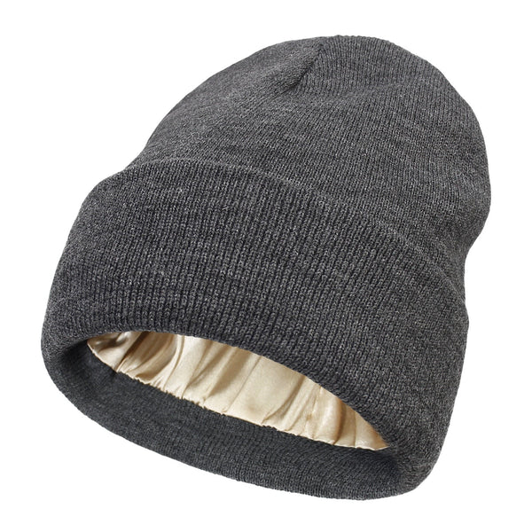 Women's Wool Beanie Hat with Silk Lining