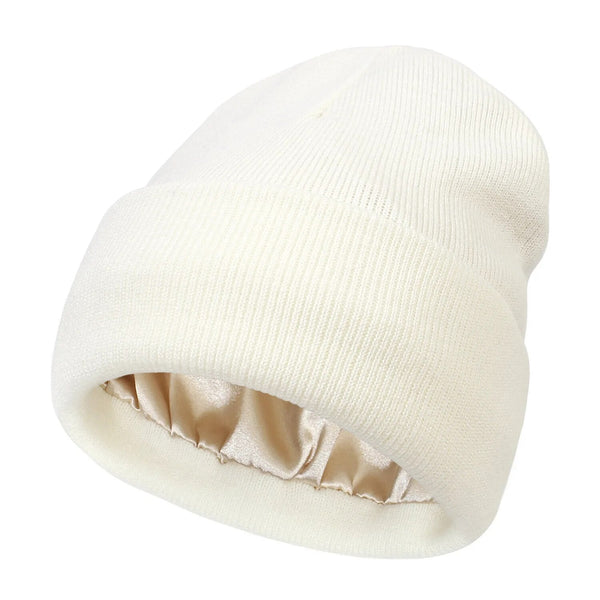 Women's Wool Beanie Hat with Silk Lining