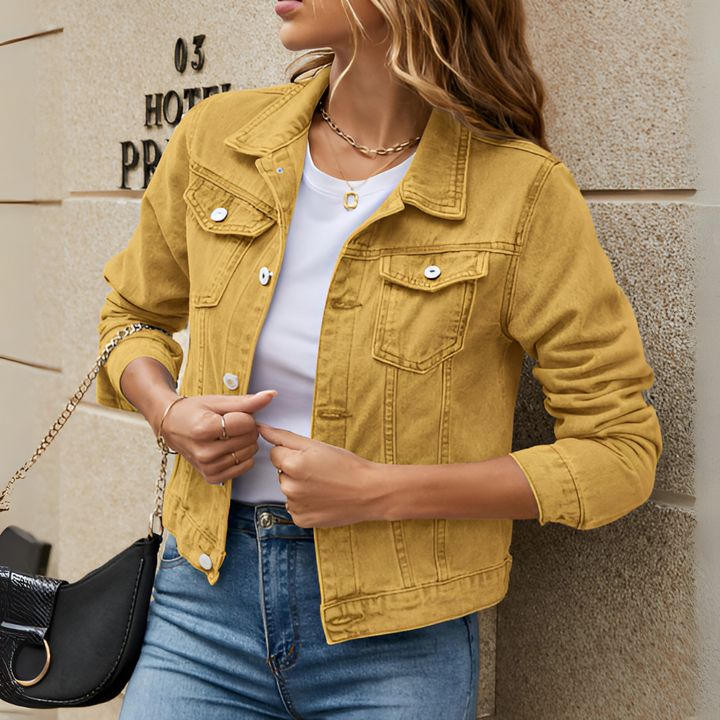 Women's Denim Jacket with Flap Pockets