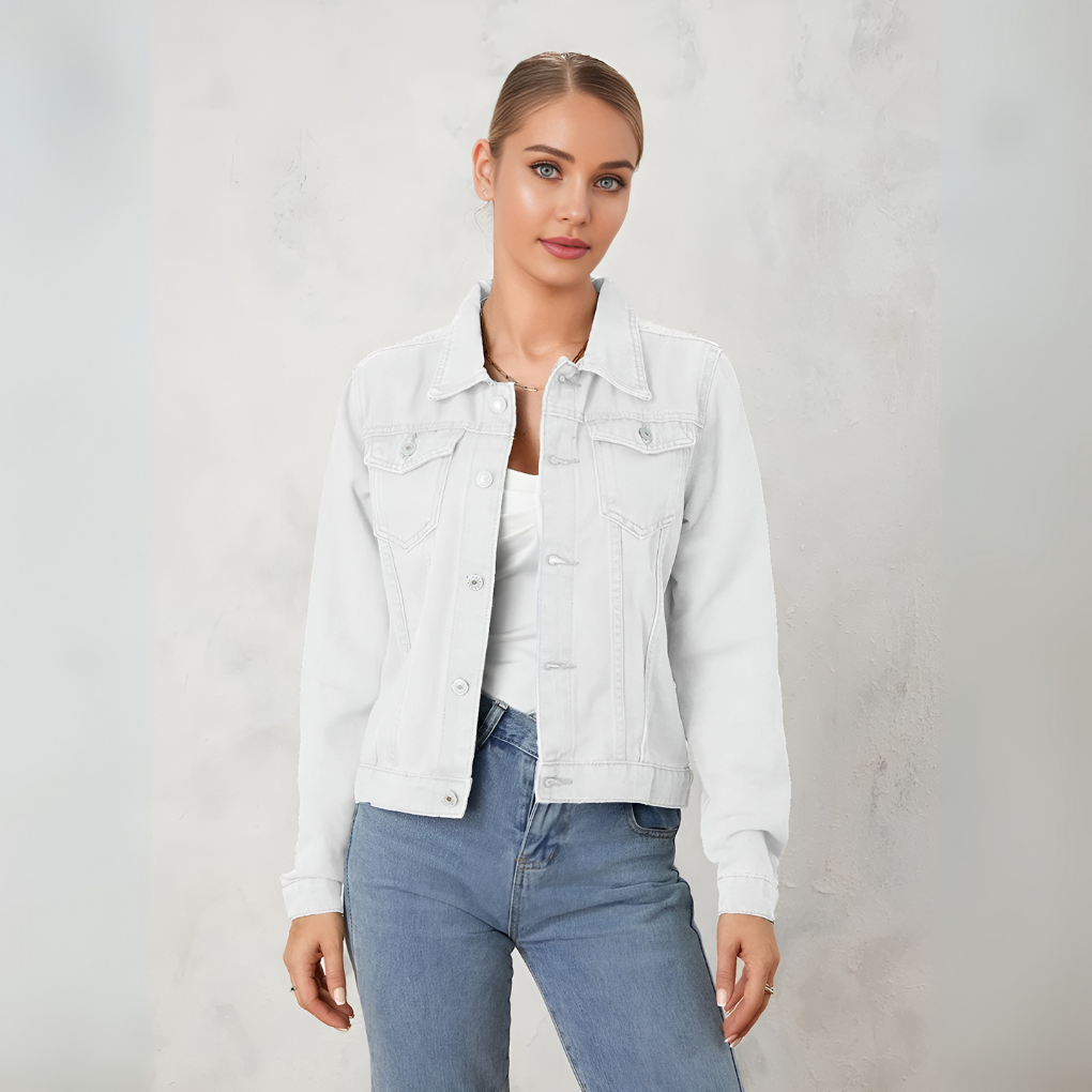Women's Denim Jacket with Flap Pockets