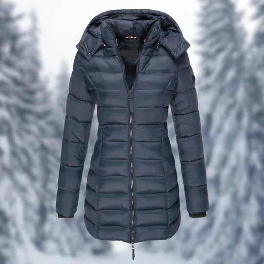 Women's Mid-Length Insulated Puffer Coat with Hood