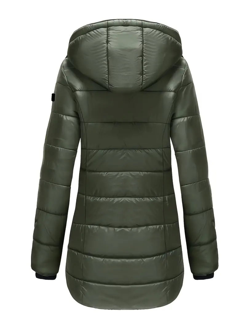 Women's Mid-Length Insulated Puffer Coat with Hood
