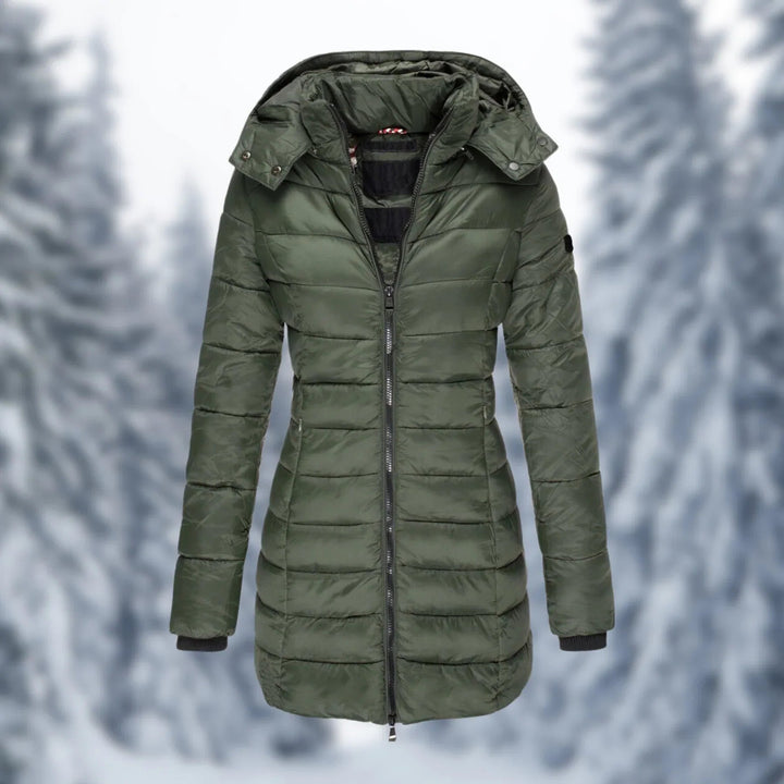 Women's Mid-Length Insulated Puffer Coat with Hood