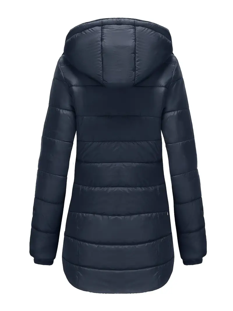 Women's Mid-Length Insulated Puffer Coat with Hood