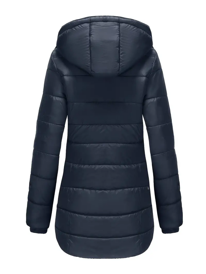 Women's Mid-Length Insulated Puffer Coat with Hood