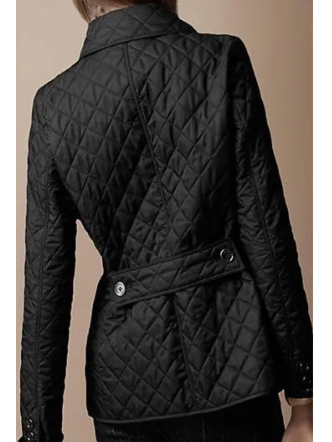 Women's Quilted Snap Jacket with Turn-Down Collar