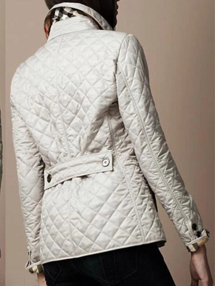 Women's Quilted Snap Jacket with Turn-Down Collar
