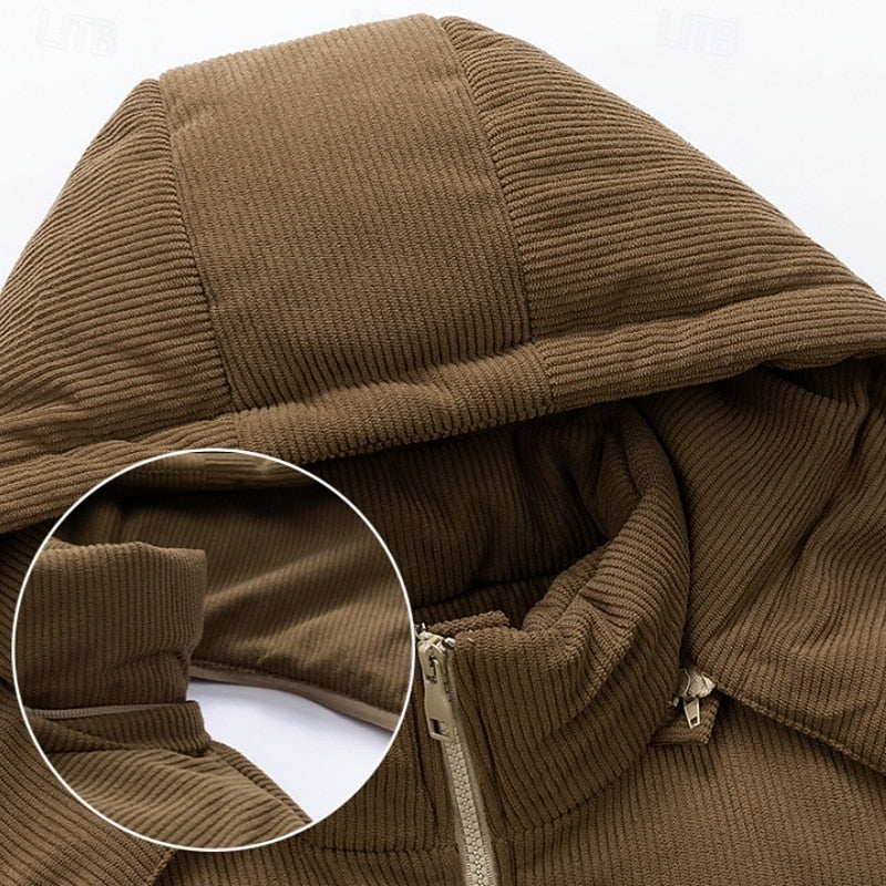 Men's Two-Tone Hooded Puffer Jacket with Full Zip