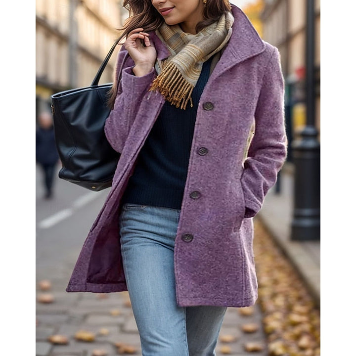 Women's Turndown Collar Coat with Button Front