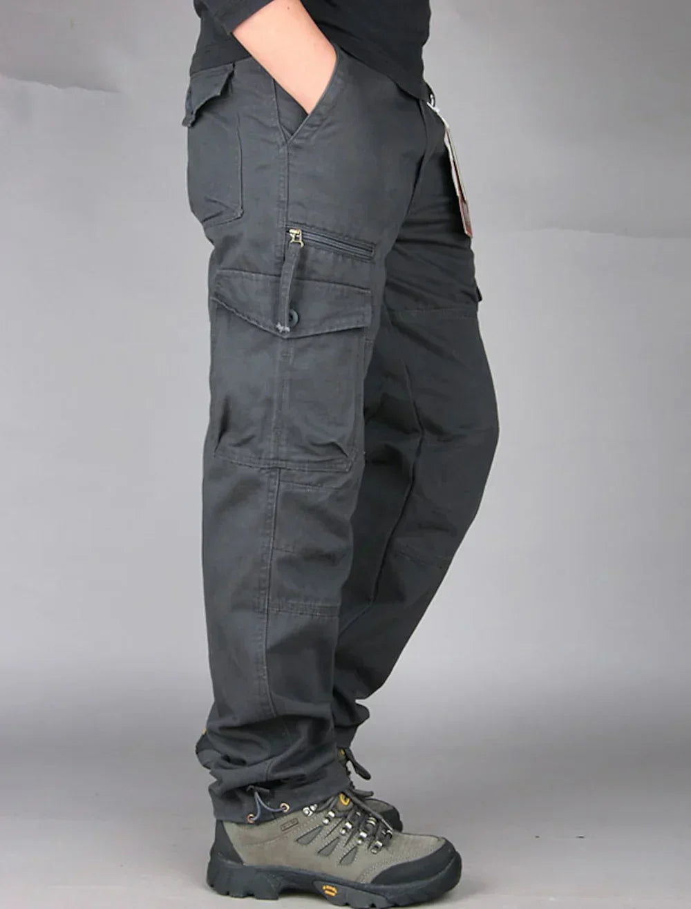 Men's Cargo Trousers with Zip Pocket Detail