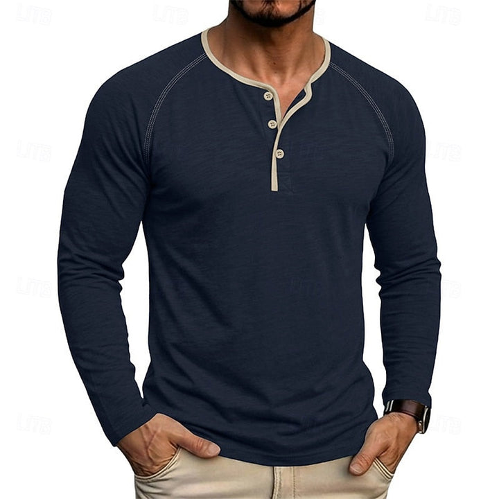 Men's Raglan Sleeve Henley with Contrast Trim