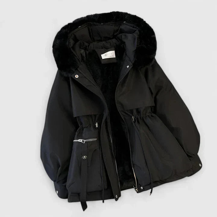Women's Padded Winter Jacket with Faux Fur Hood