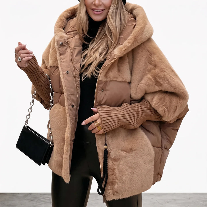 Women's Faux Fur Quilted Puffer Coat with Hood