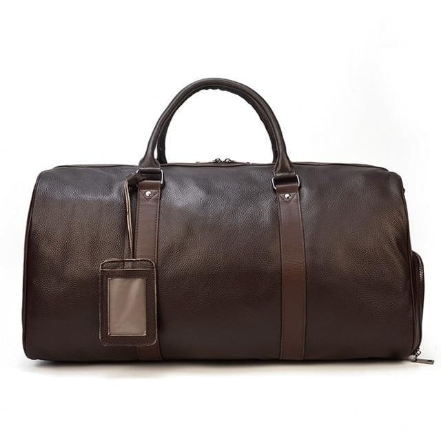 Leather Duffel Bag with Double Top Handle
