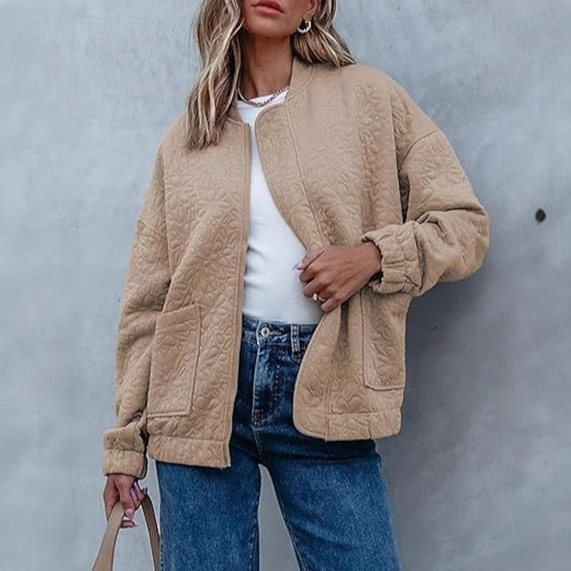 Women's Quilted Textured Open-Front Jacket