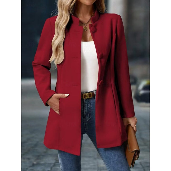 Women's Stand Collar Tailored Coat with Button Front