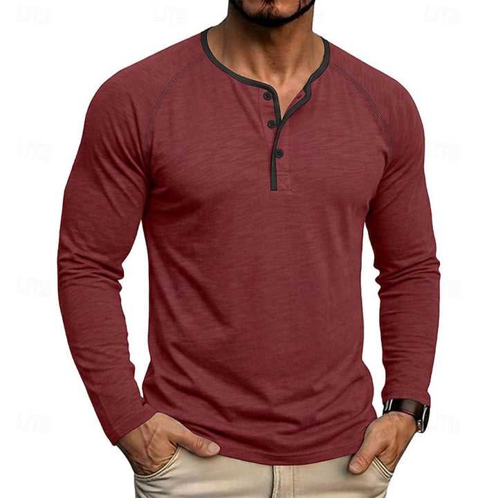 Men's Raglan Sleeve Henley with Contrast Trim