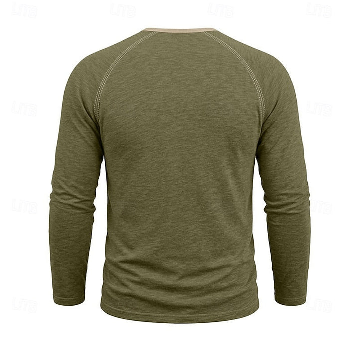 Men's Raglan Sleeve Henley with Contrast Trim