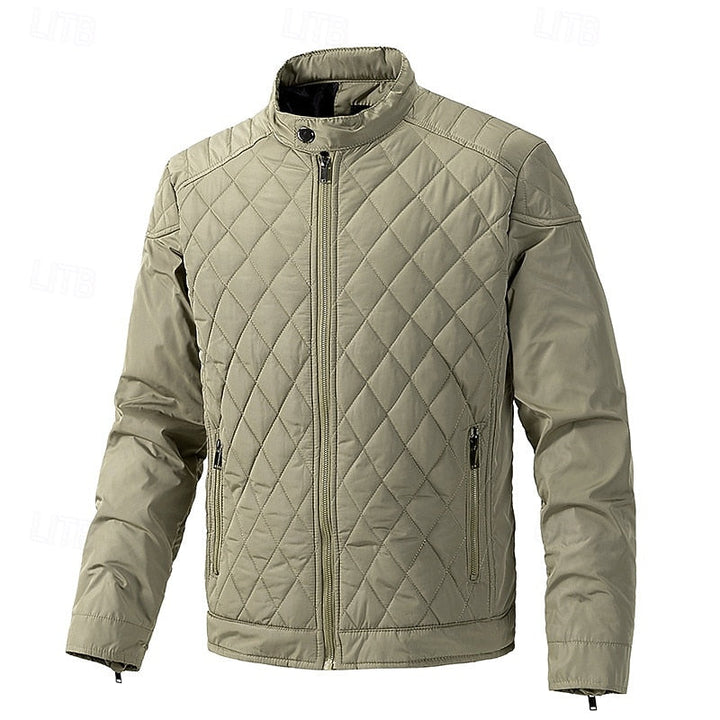 Veste pour homme matelassée en losanges, à col montant et poches zippées