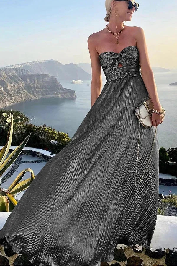 Women's Twist-Front Cut-Out Party Maxi Dress with Thigh Slit