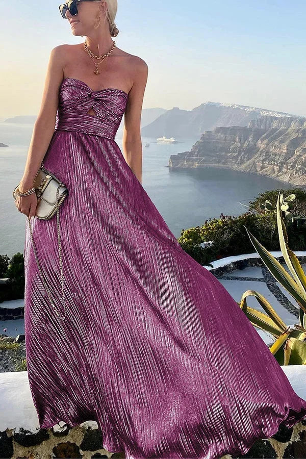 Women's Twist-Front Cut-Out Party Maxi Dress with Thigh Slit