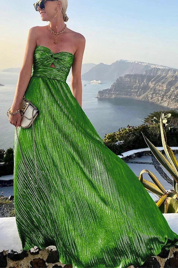 Women's Twist-Front Cut-Out Party Maxi Dress with Thigh Slit