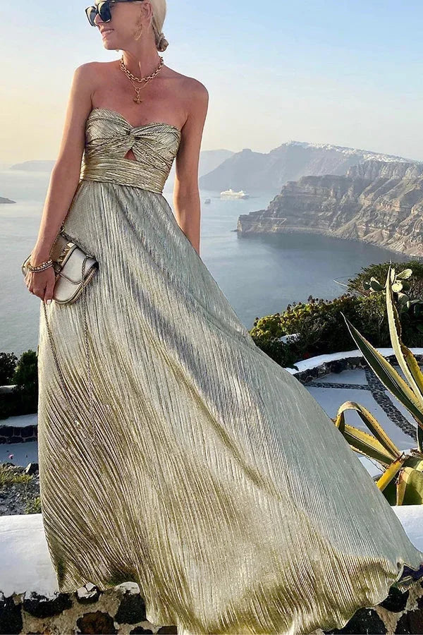 Women's Twist-Front Cut-Out Party Maxi Dress with Thigh Slit