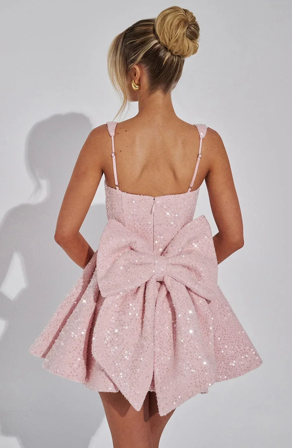 Women's Sequin Skater Dress with Bow Detail