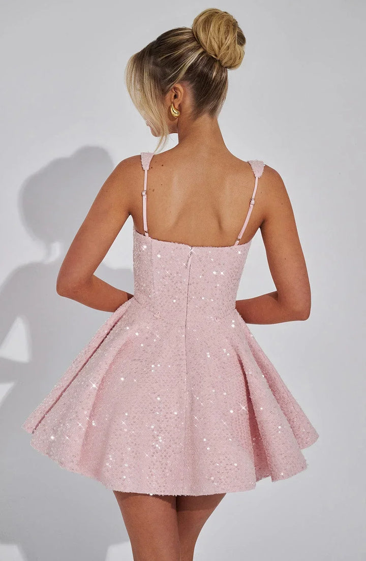 Women's Sequin Skater Dress with Bow Detail