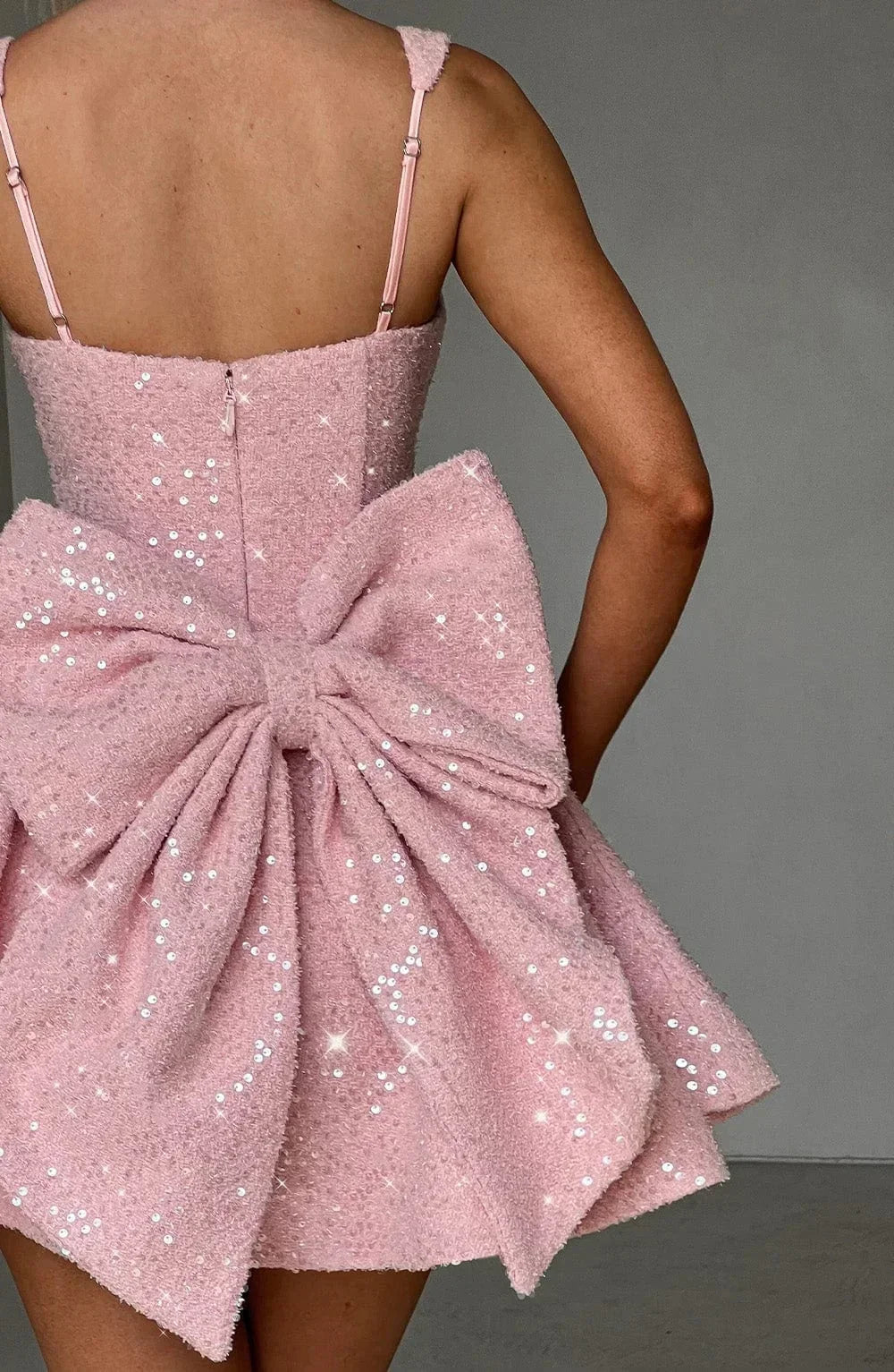 Women's Sequin Skater Dress with Bow Detail