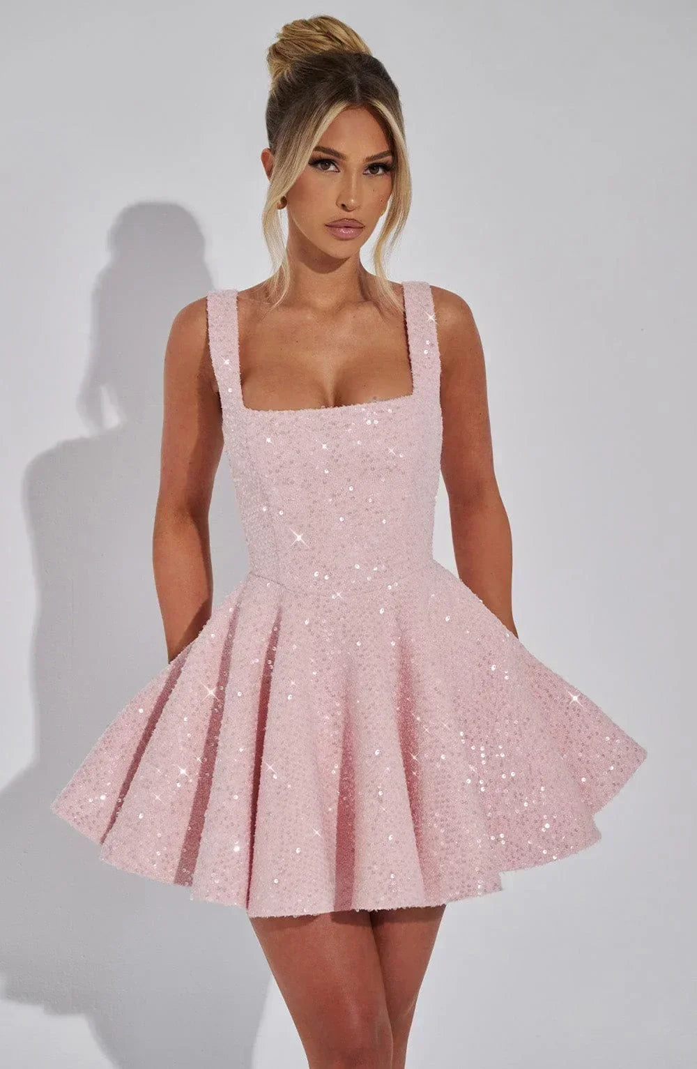 Women's Sequin Skater Dress with Bow Detail