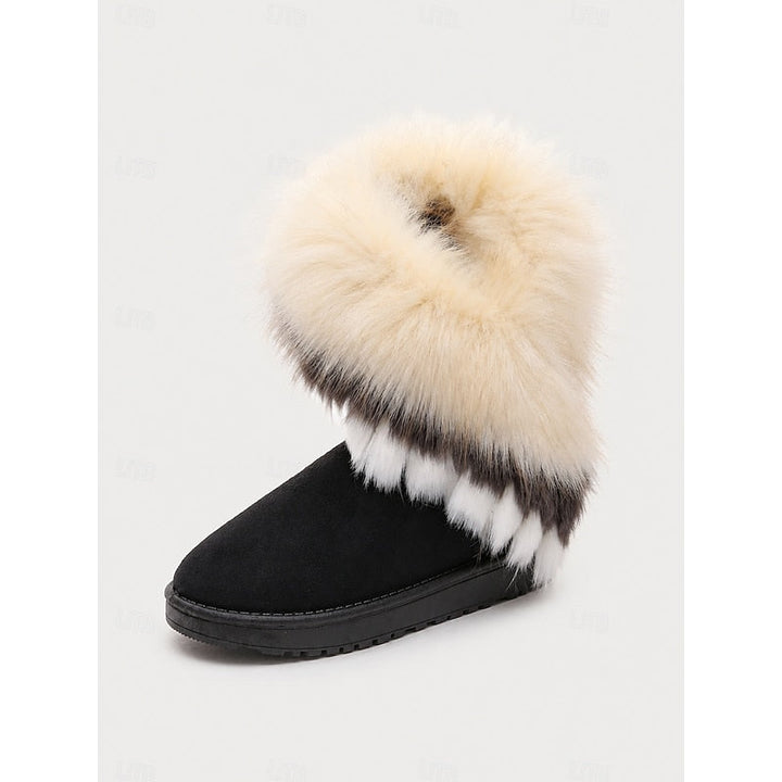 Women's Fur Trim Snow Boots with Pull-On Design
