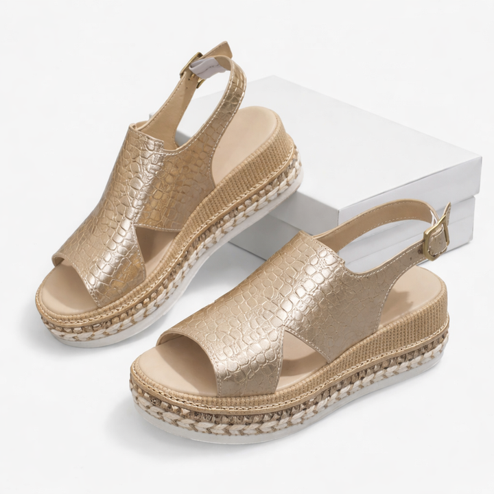 Metallic Platform Comfort Sandals