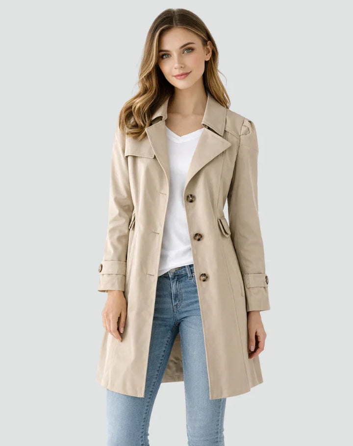 Women's Single-Breasted Trench Coat with Notch Lapel
