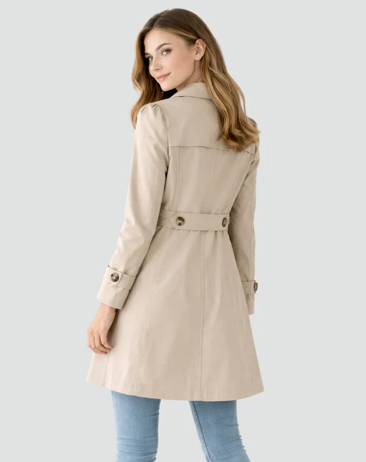 Women's Single-Breasted Trench Coat with Notch Lapel