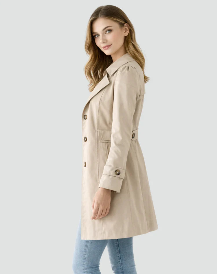 Women's Single-Breasted Trench Coat with Notch Lapel