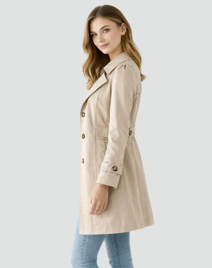 Women's Single-Breasted Trench Coat with Notch Lapel