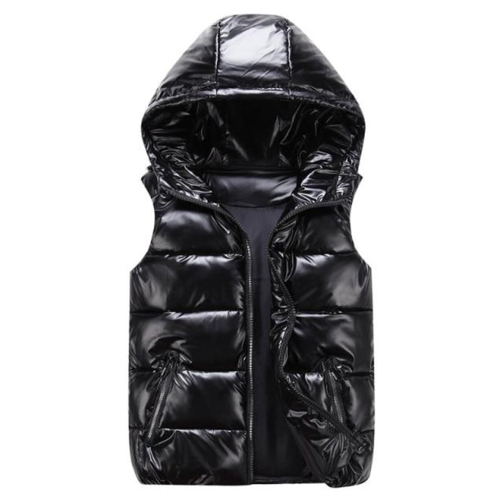Sleeveless Hooded Zip-Up Jacket - Black