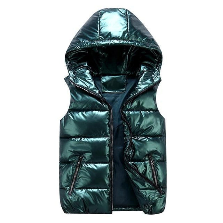 Sleeveless Hooded Zip-Up Jacket - Green