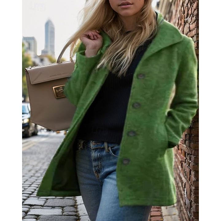 Women's Turndown Collar Coat with Button Front