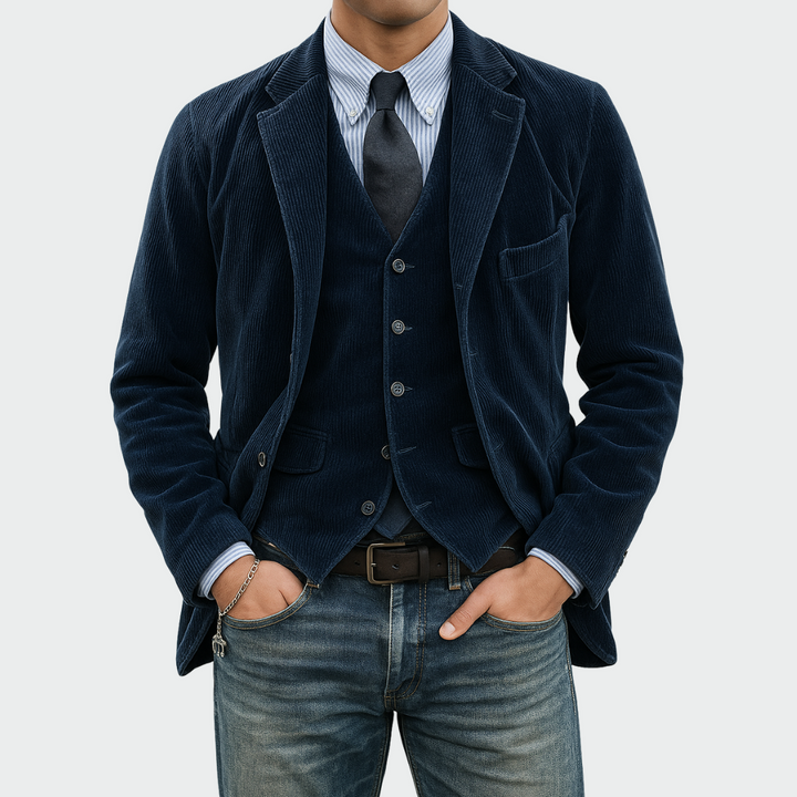 Men's Corduroy Blazer and Waistcoat Set