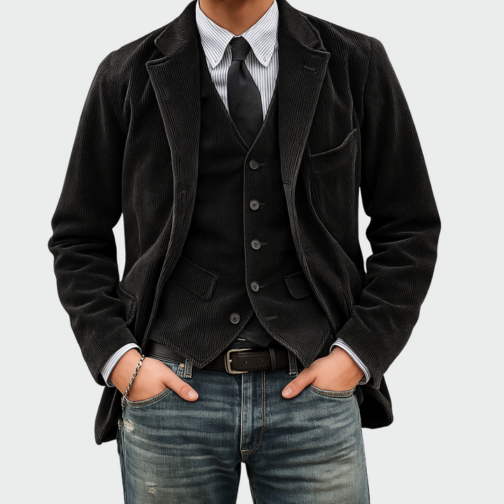 Men's Corduroy Blazer and Waistcoat Set