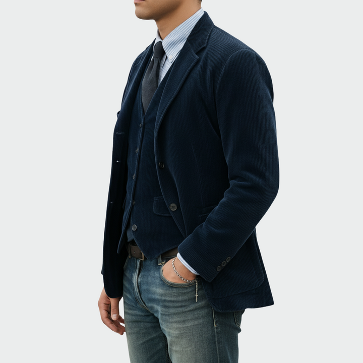 Men's Corduroy Blazer and Waistcoat Set