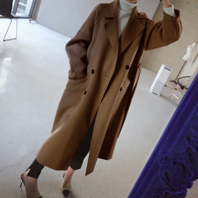Women's Double Breasted Longline Trench Coat