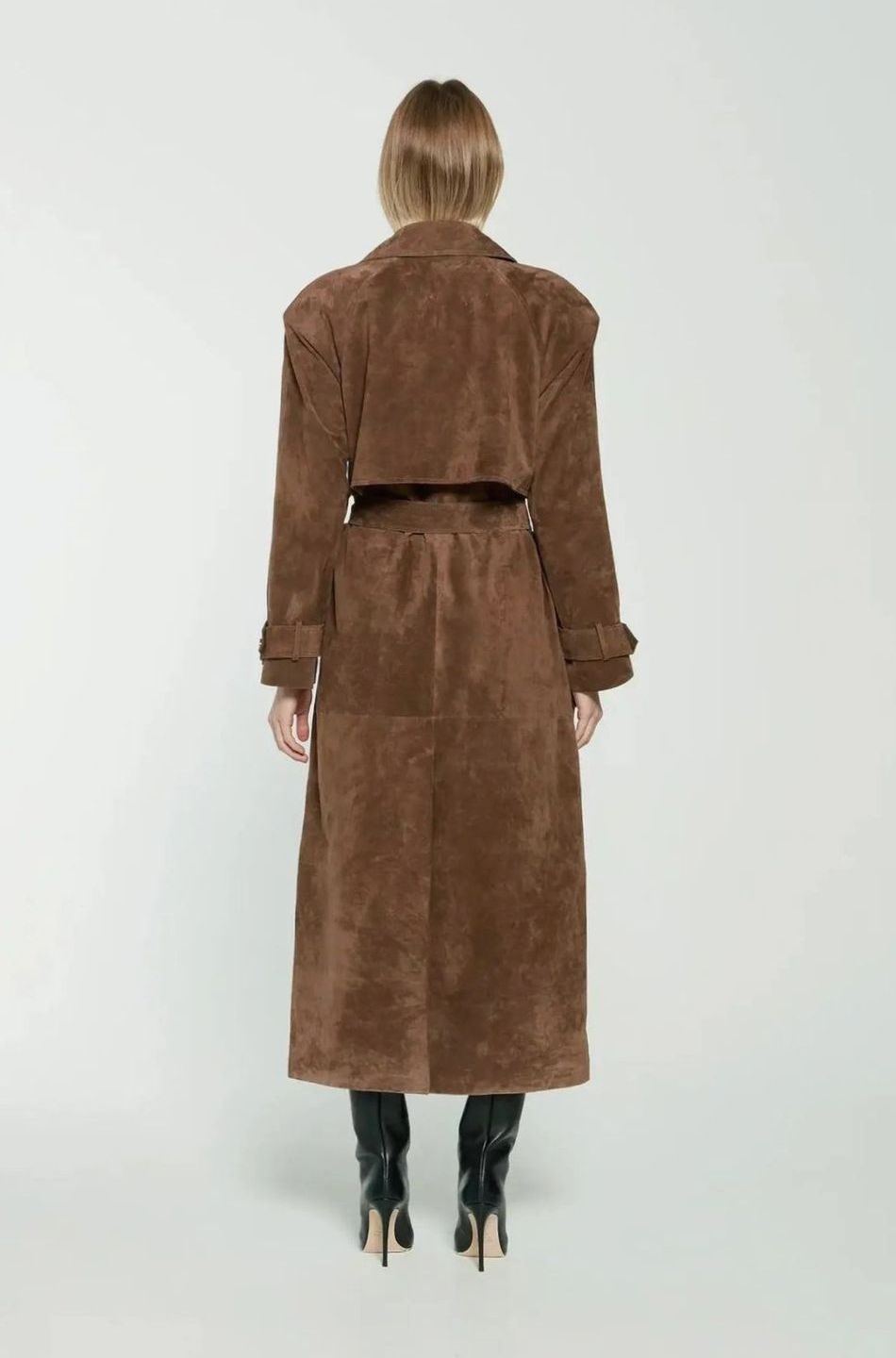 Women's Belted Trench Coat with Notch Collar