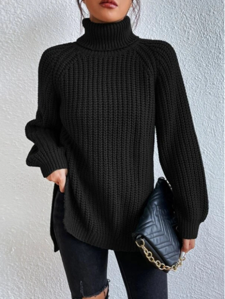 Women's Chunky Knit Turtleneck Jumper in Relaxed Fit