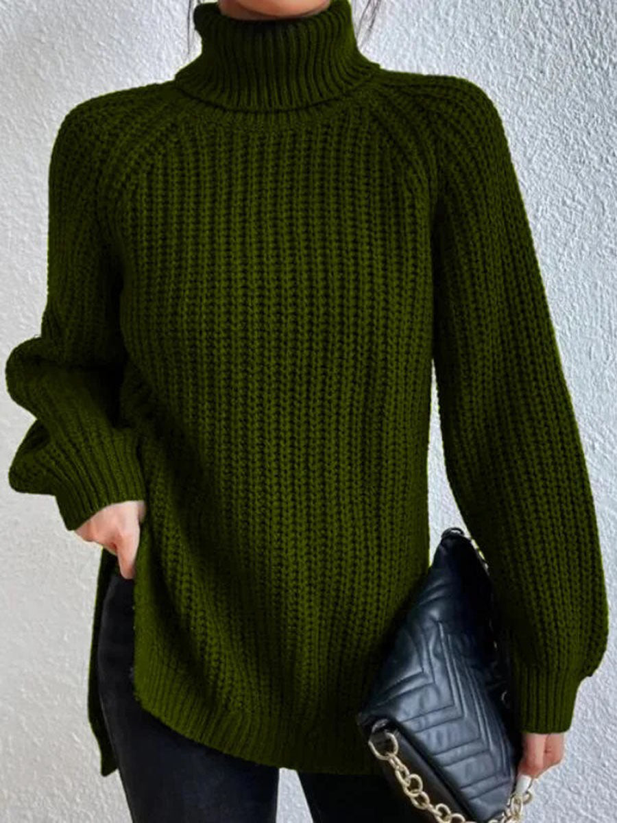 Women's Chunky Knit Turtleneck Jumper in Relaxed Fit