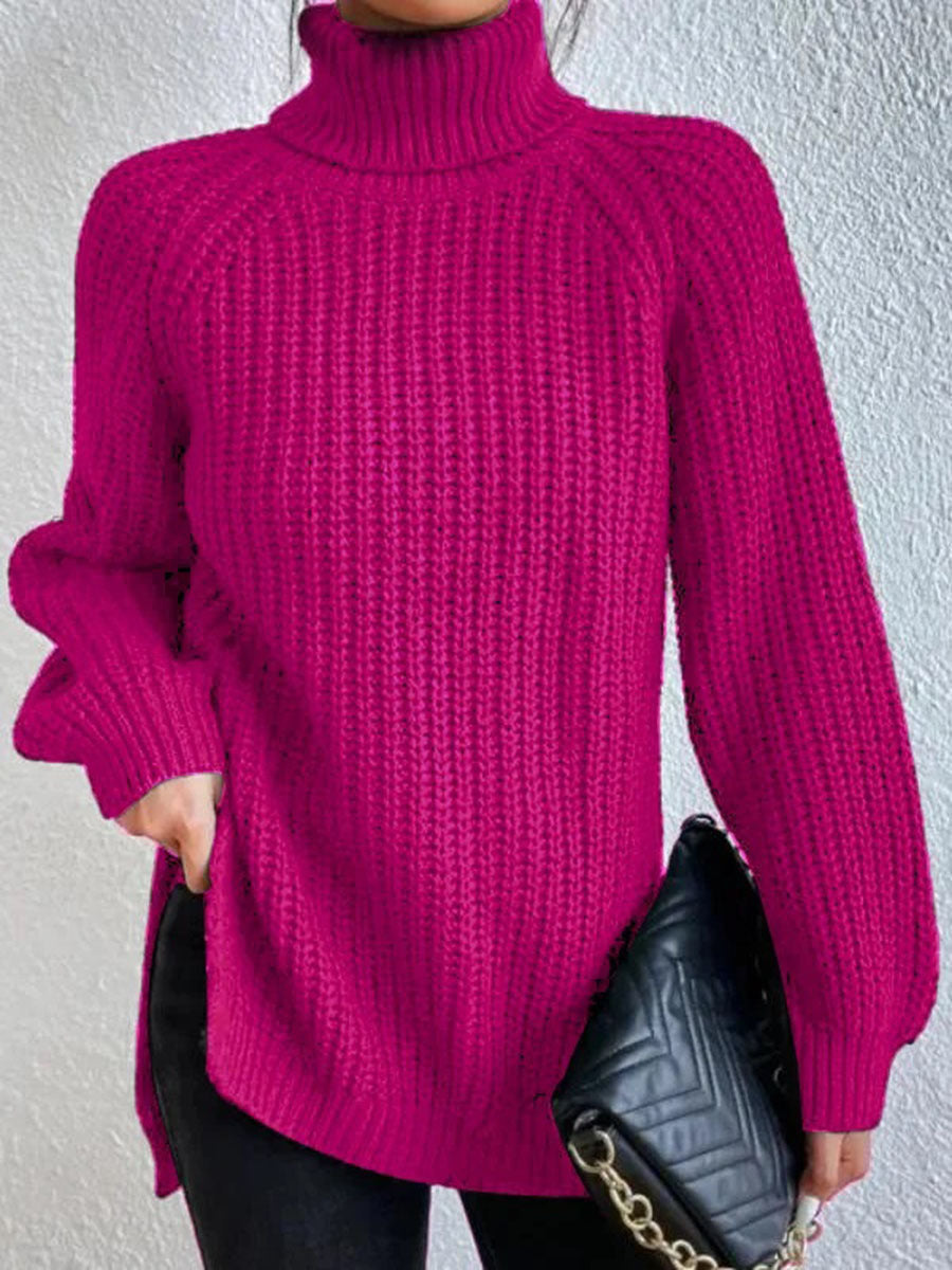 Women's Chunky Knit Turtleneck Jumper in Relaxed Fit